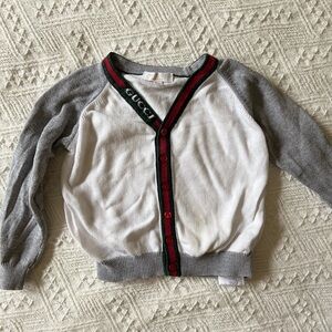 Gucci Kids Gray and White Cardigan